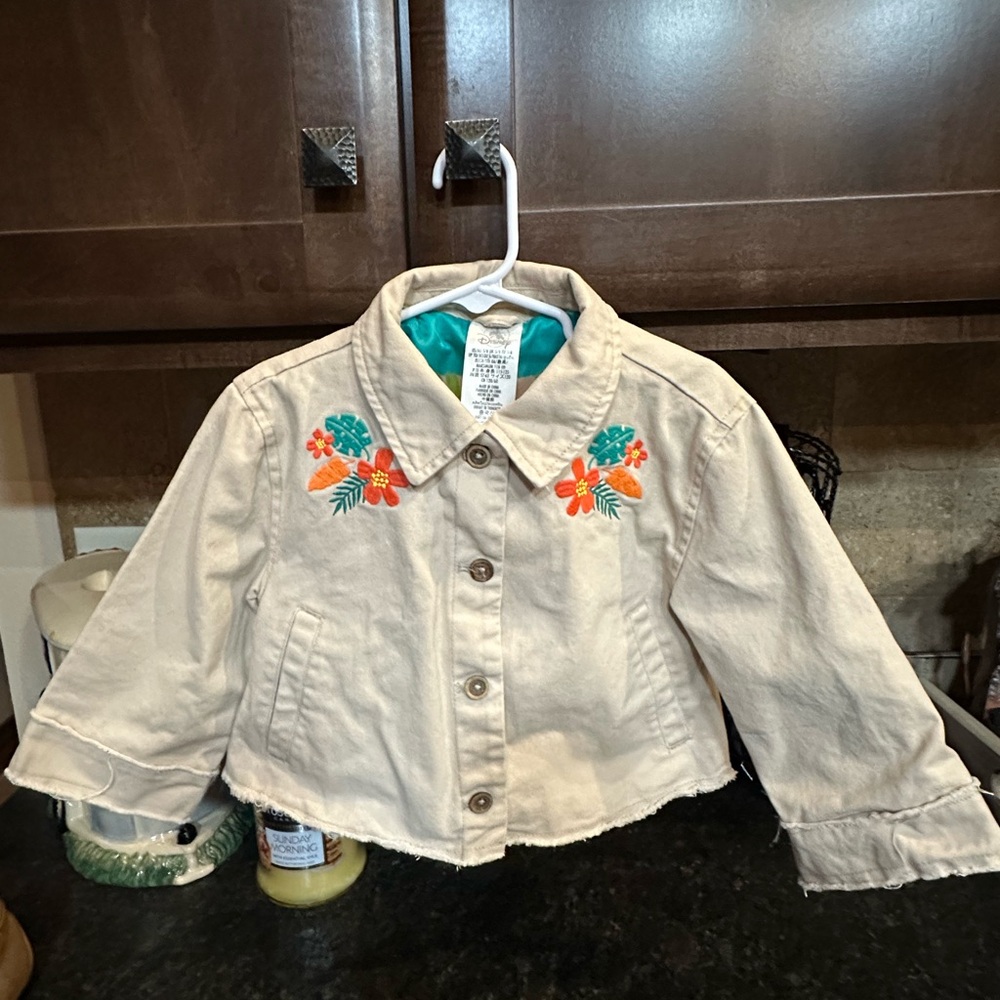 Disney Beige Jean Jacket with Floral Embroidery